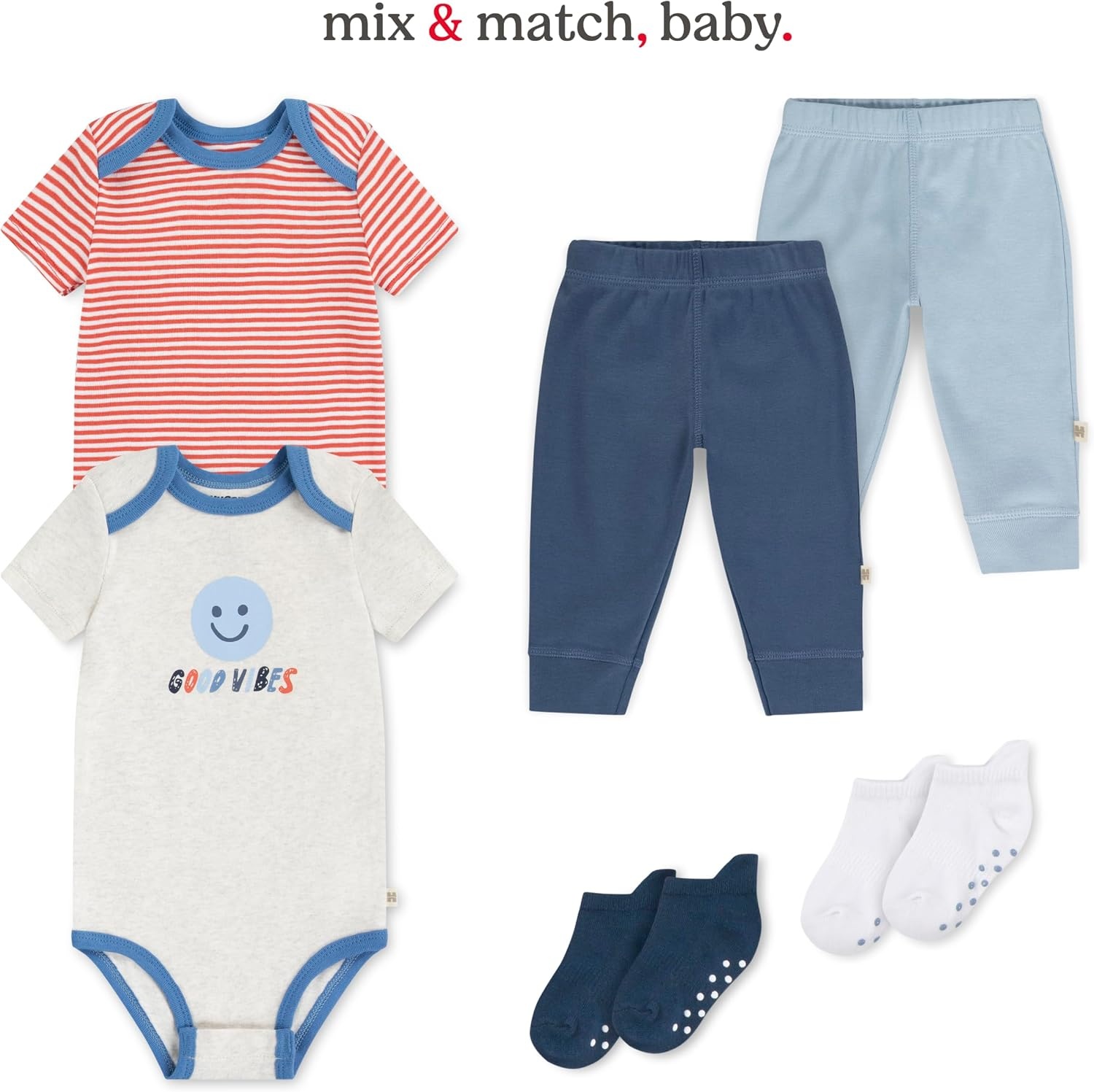 image:imageHUGGIES Baby 5pack Everyday BodysuitOatmeal HeatherAmericana