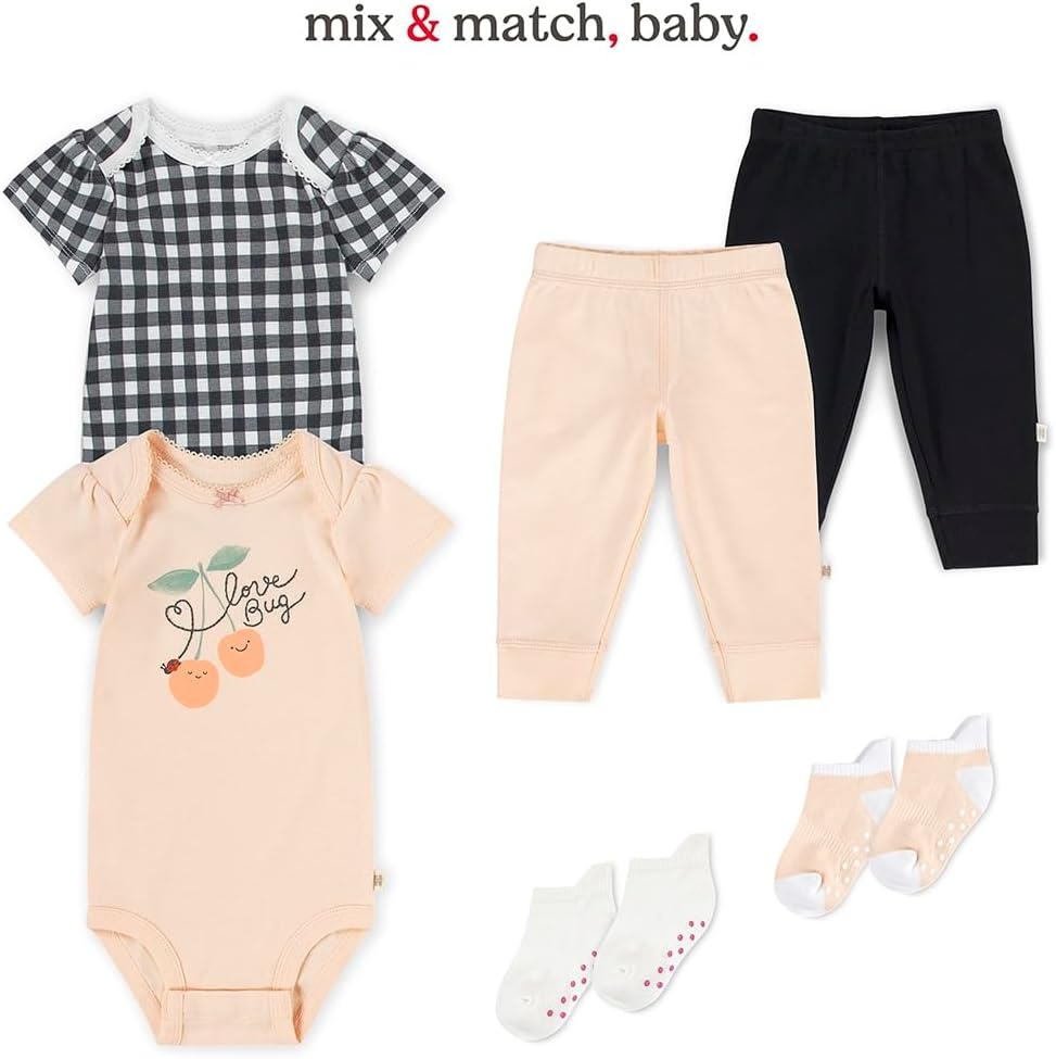image:imageHUGGIES Baby 5pack Everyday BodysuitPale PeachPinkFruits