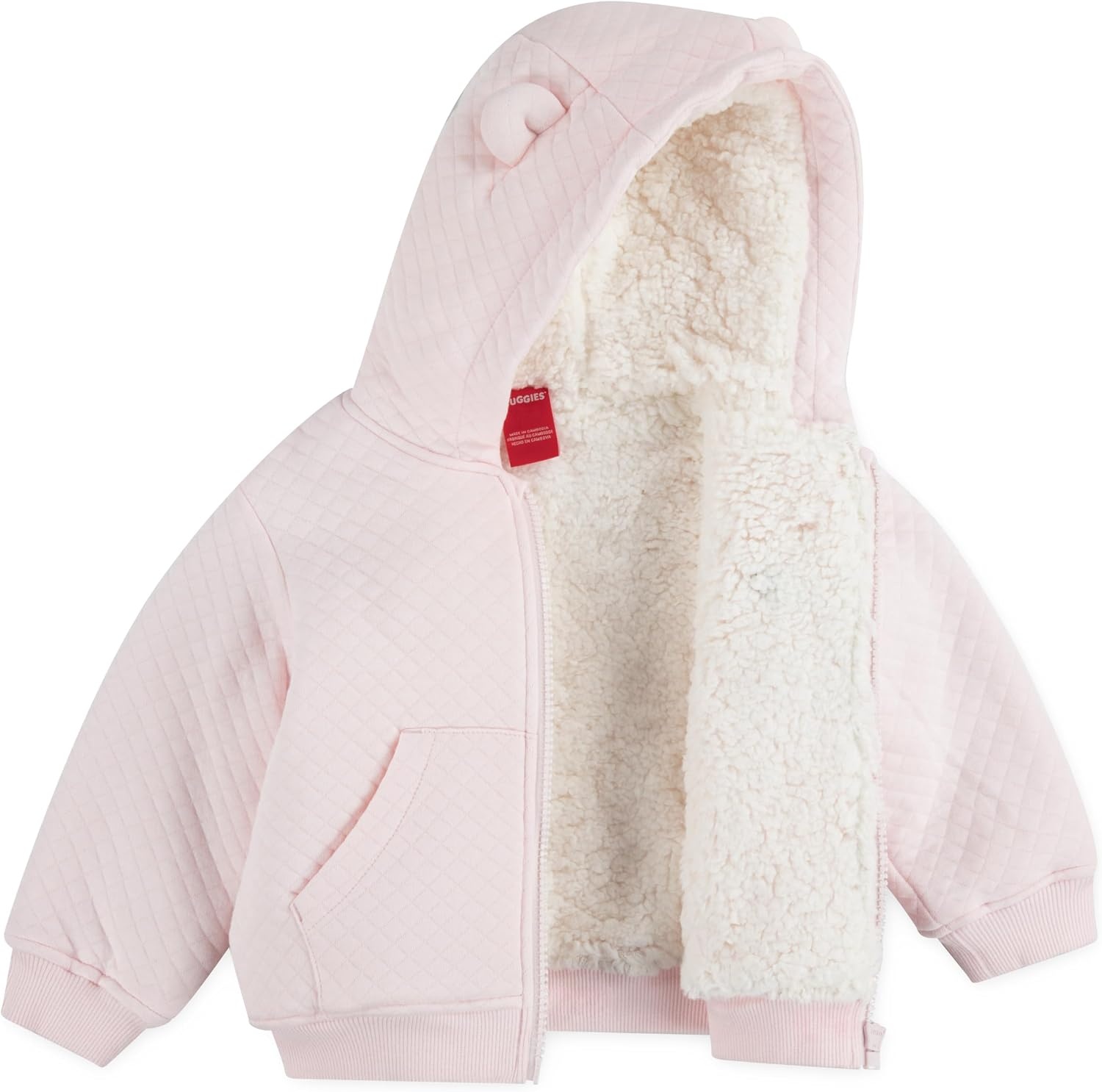 image:imageHUGGIES Baby Fleece Lined Zip Up Hooded JacketBarely Pink