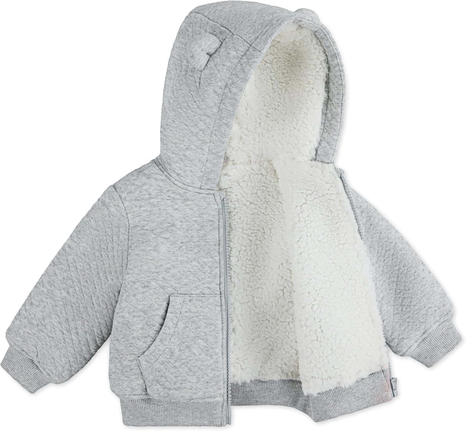 image:imageHUGGIES Baby Fleece Lined Zip Up Hooded JacketLight Grey Heather