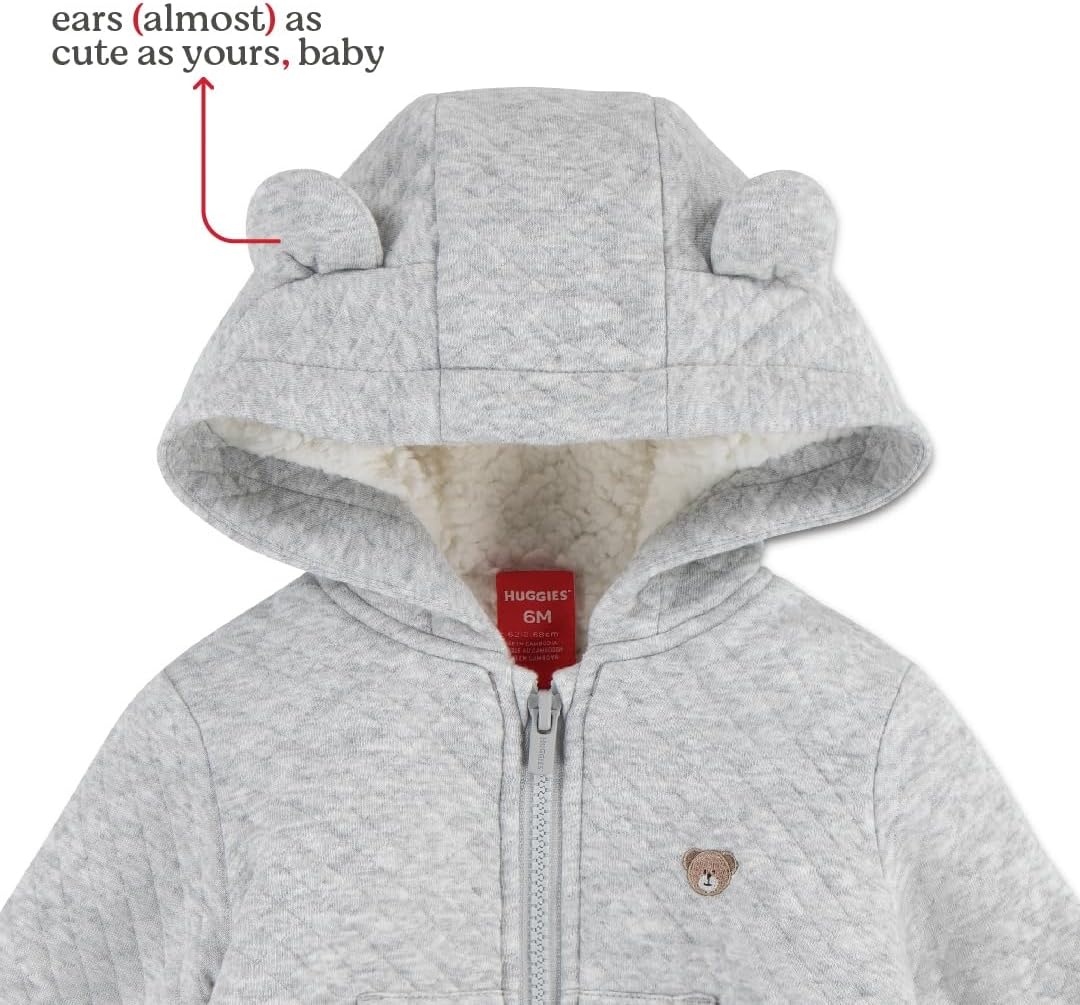 image:imageHUGGIES Baby Fleece Lined Zip Up Hooded JacketSnow White