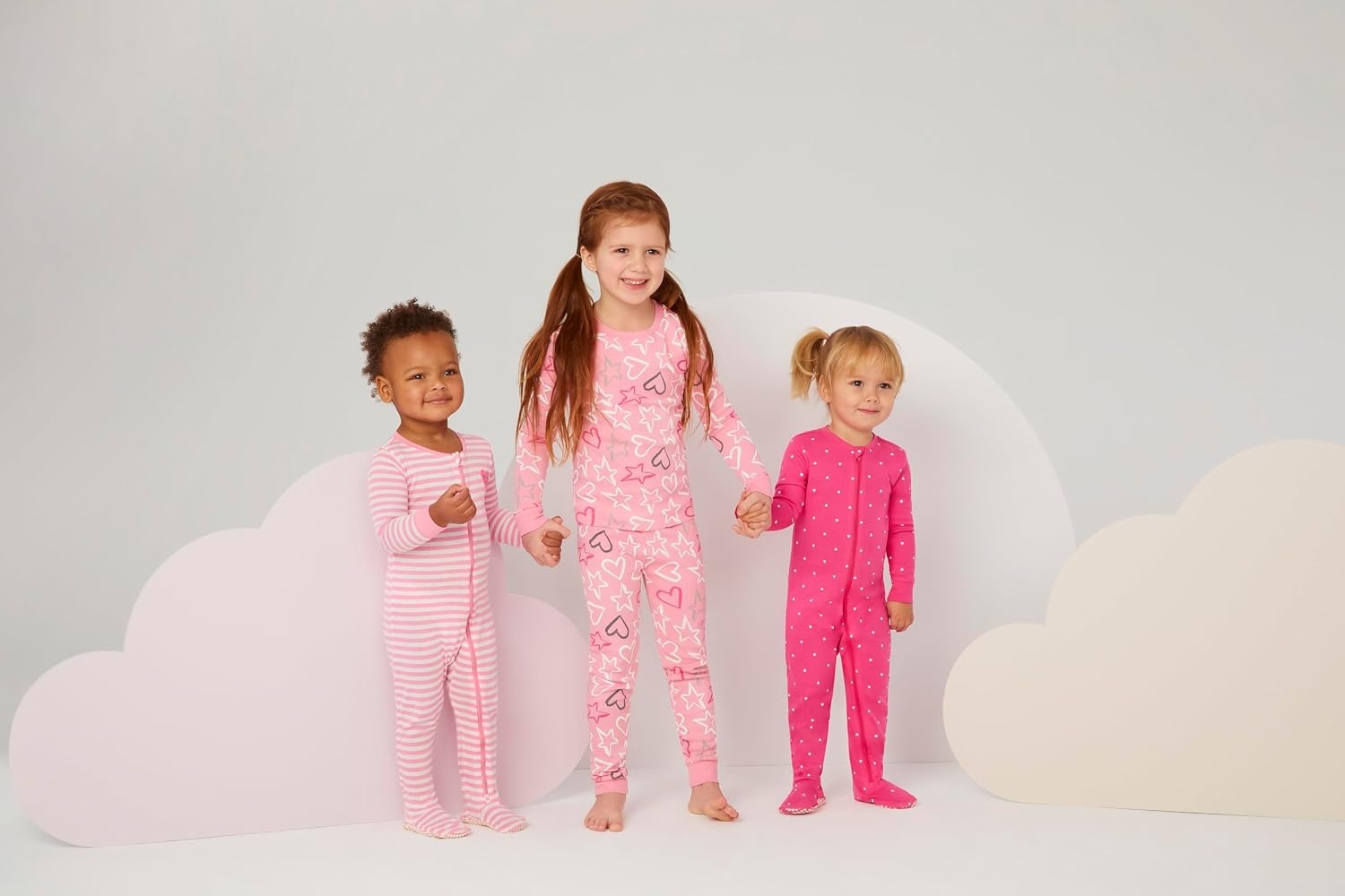 image:imageHUGGIES Baby Long Sleeve Pajama 4piece SetSea PinkStars