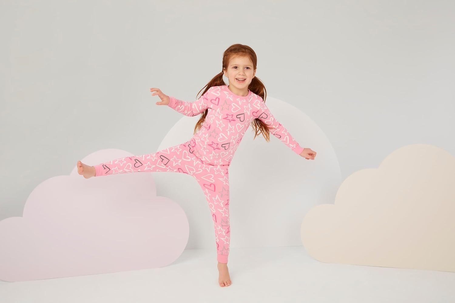 image:imageHUGGIES Baby Long Sleeve Pajama 4piece SetSea PinkStars