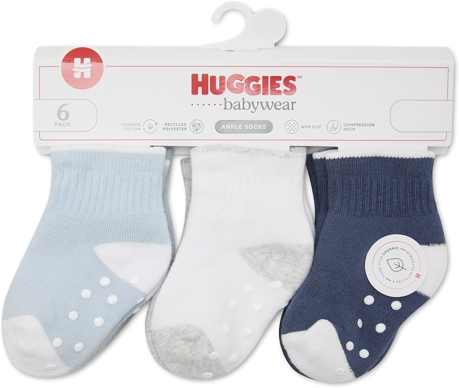 image:imageHUGGIES Baby Multipack Lightweight Ankle Gripper SocksBaby Blue 6pack