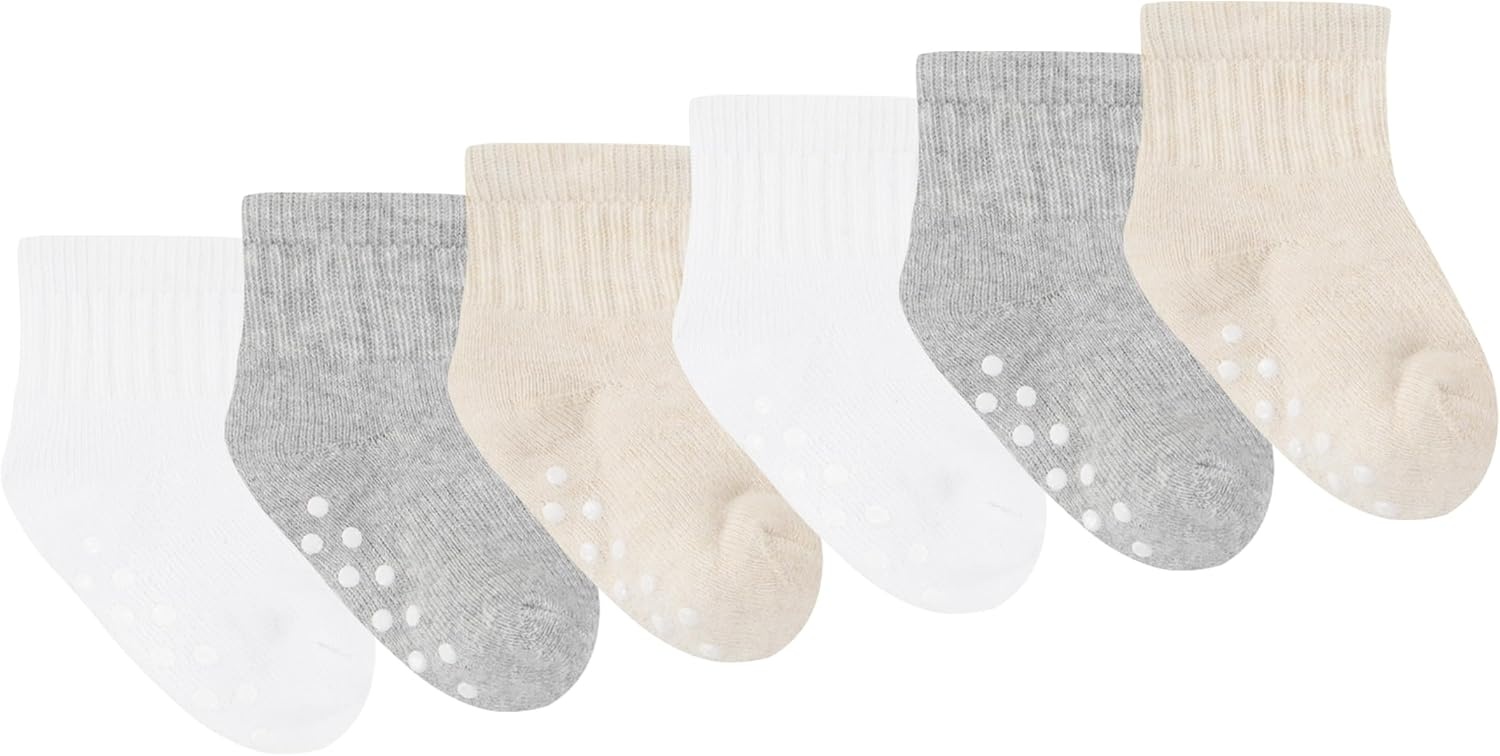 image:imageHUGGIES Baby Multipack Lightweight Ankle Gripper SocksOatmeal Heather 6pack