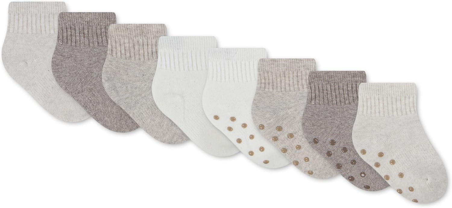 image:imageHUGGIES Baby Multipack Lightweight Ankle Gripper SocksOatmeal Heather 8pack
