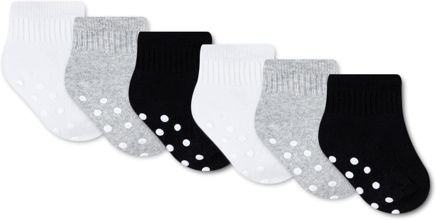 image:imageHUGGIES Baby Multipack Lightweight Ankle Gripper SocksWhiteGreyBlack 6pack
