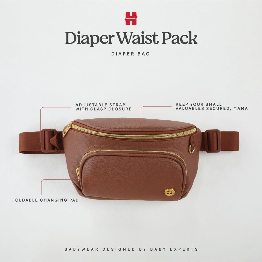 image:imageHUGGIES UnisexAdult Diaper Waistpack Crossbody BagCognac Leather