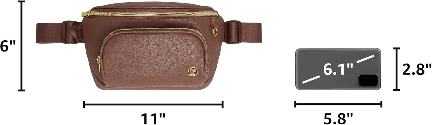 image:imageHUGGIES UnisexAdult Diaper Waistpack Crossbody BagCognac Leather
