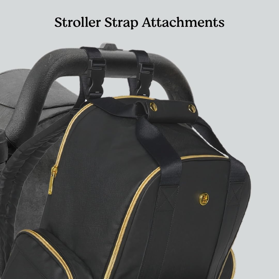 image:imageHUGGIES Unisexadult Signature Hug Pack Diaper Backpack Black Leather One SizeBlack