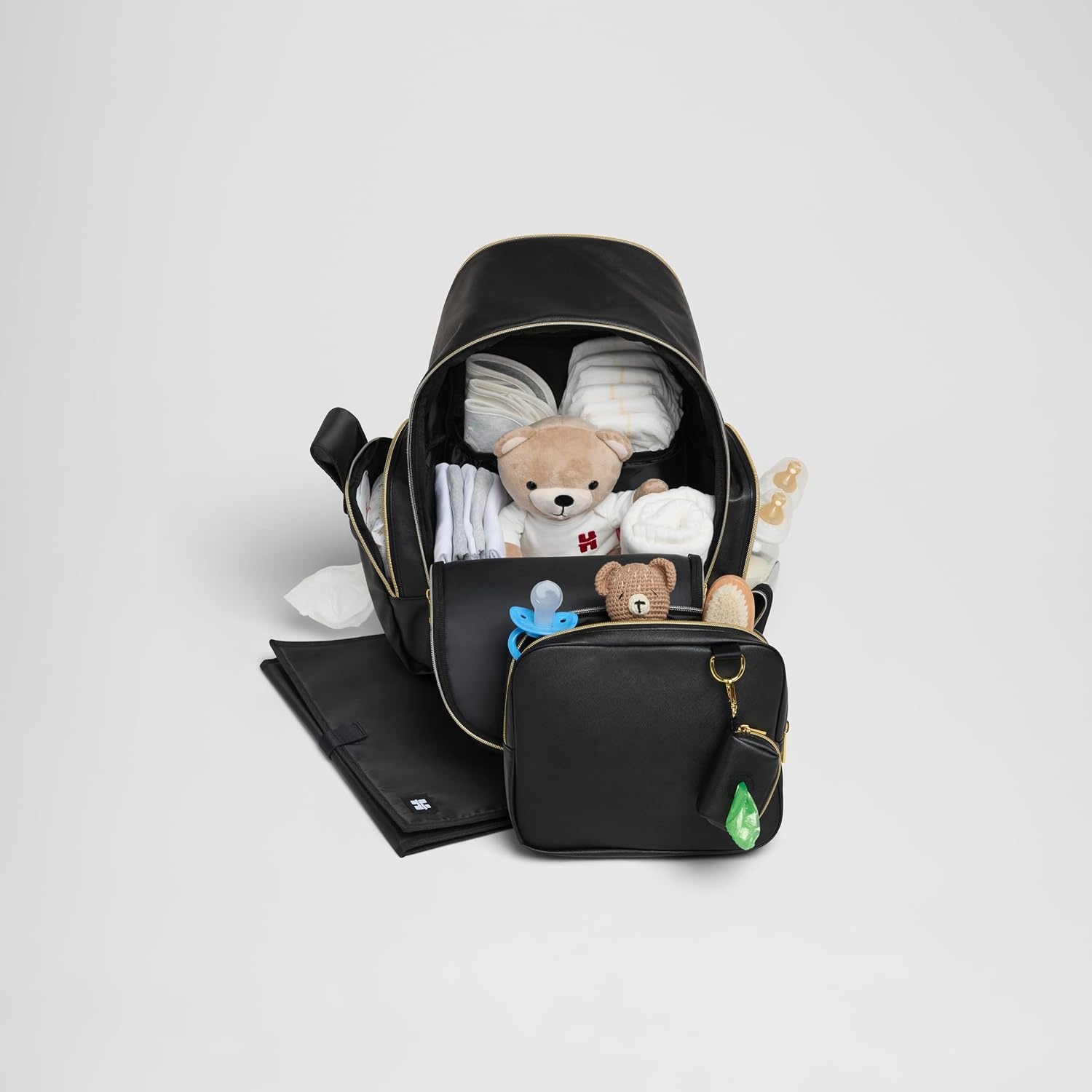 image:imageHUGGIES Unisexadult Signature Hug Pack Diaper Backpack Black Leather One SizeBlack Leather