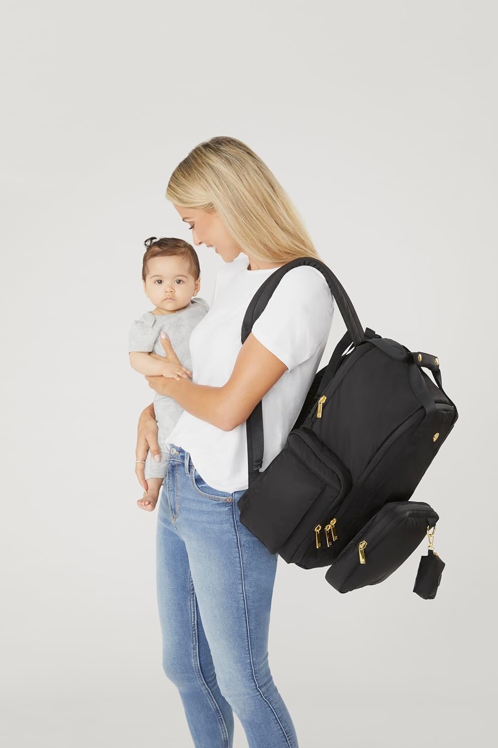 image:imageHUGGIES Unisexadult Signature Hug Pack Diaper Backpack Black Leather One SizeDark Grey Heather
