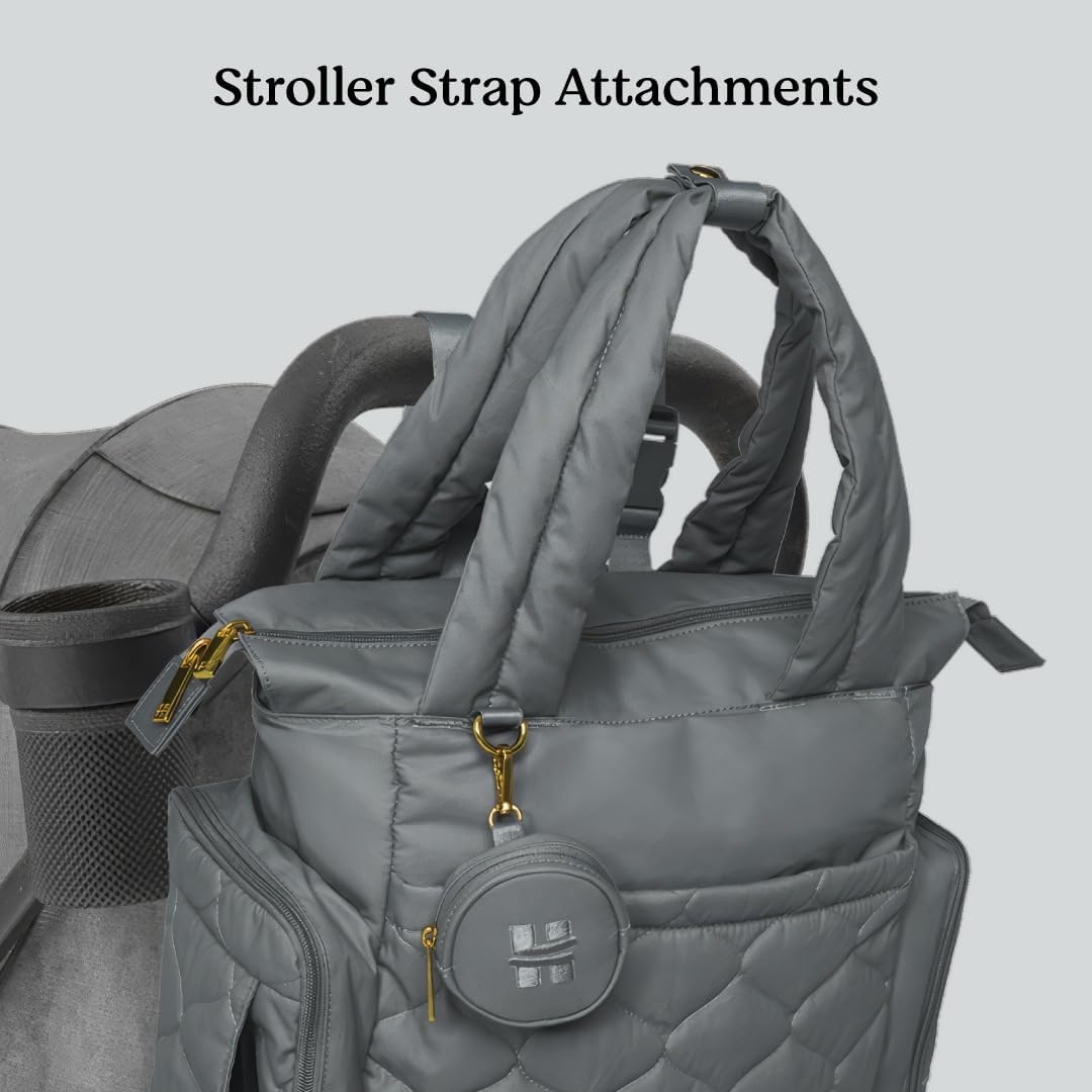 image:imageHUGGIES unisexadult Cozy Hugpack Tote Diaper BagQuiet Smoke Quilted