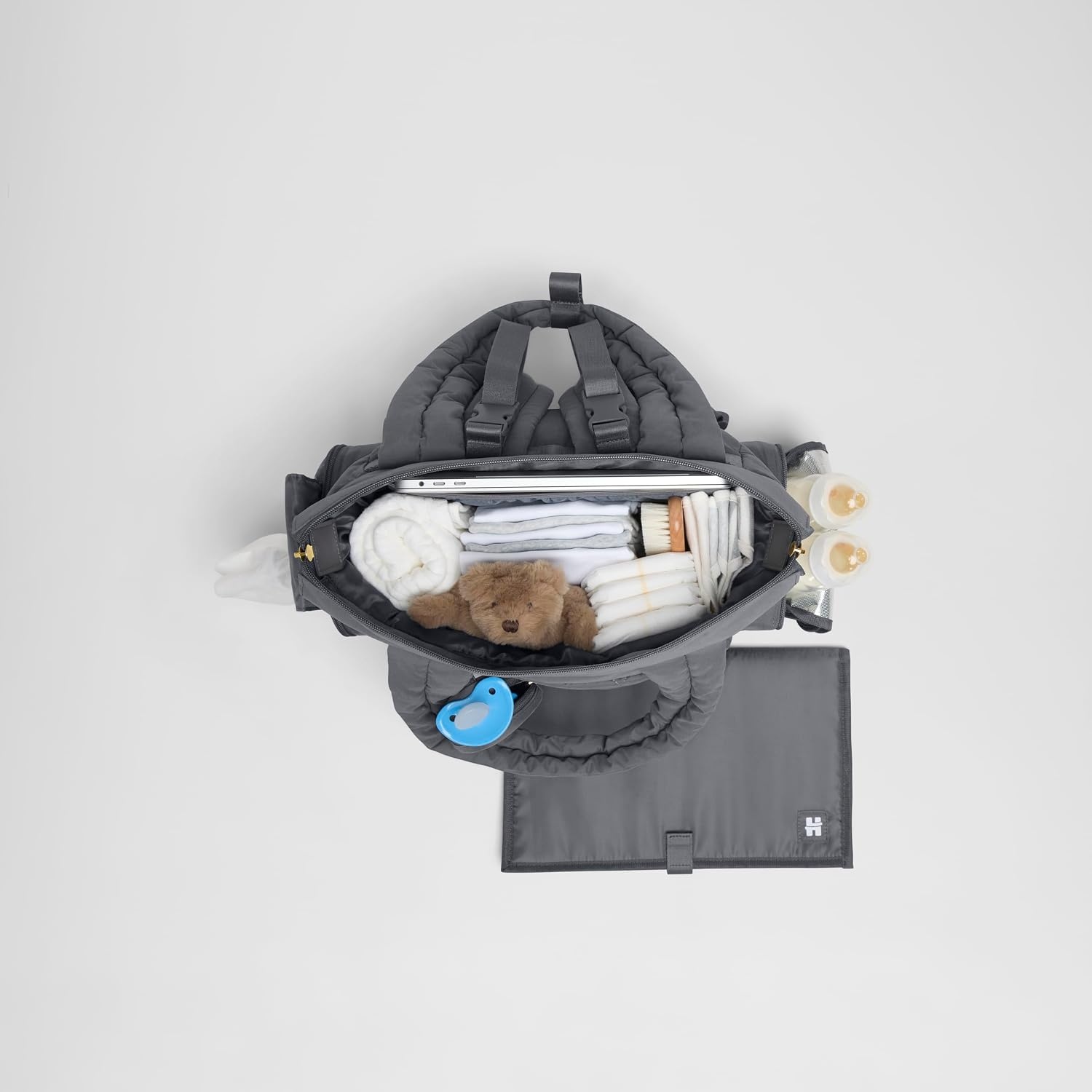 image:imageHUGGIES unisexadult Cozy Hugpack Tote Diaper BagQuiet Smoke Quilted