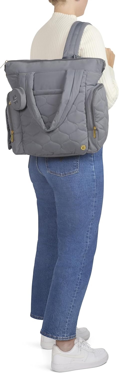 image:imageHUGGIES unisexadult Cozy Hugpack Tote Diaper BagQuiet Smoke Quilted