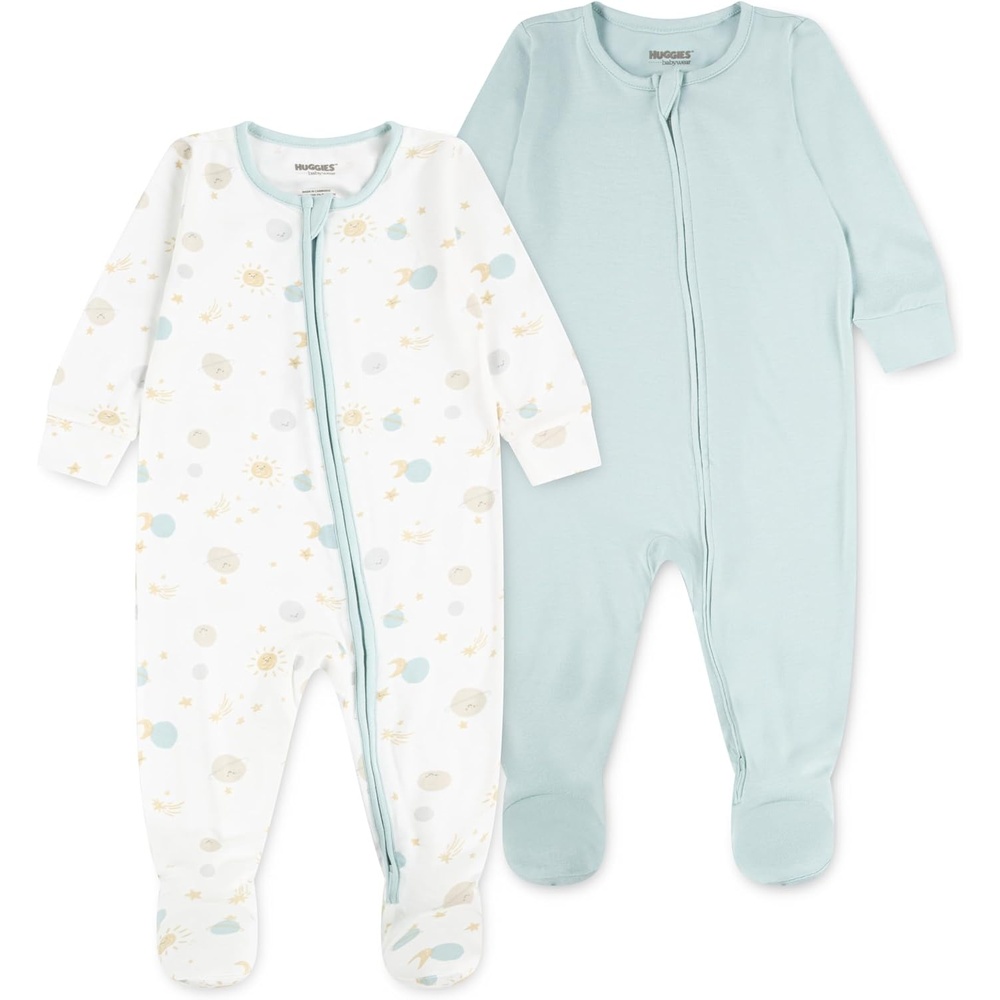 image:imageHUGGIES Baby 2pack Footed CoverallBlue HazePlanets