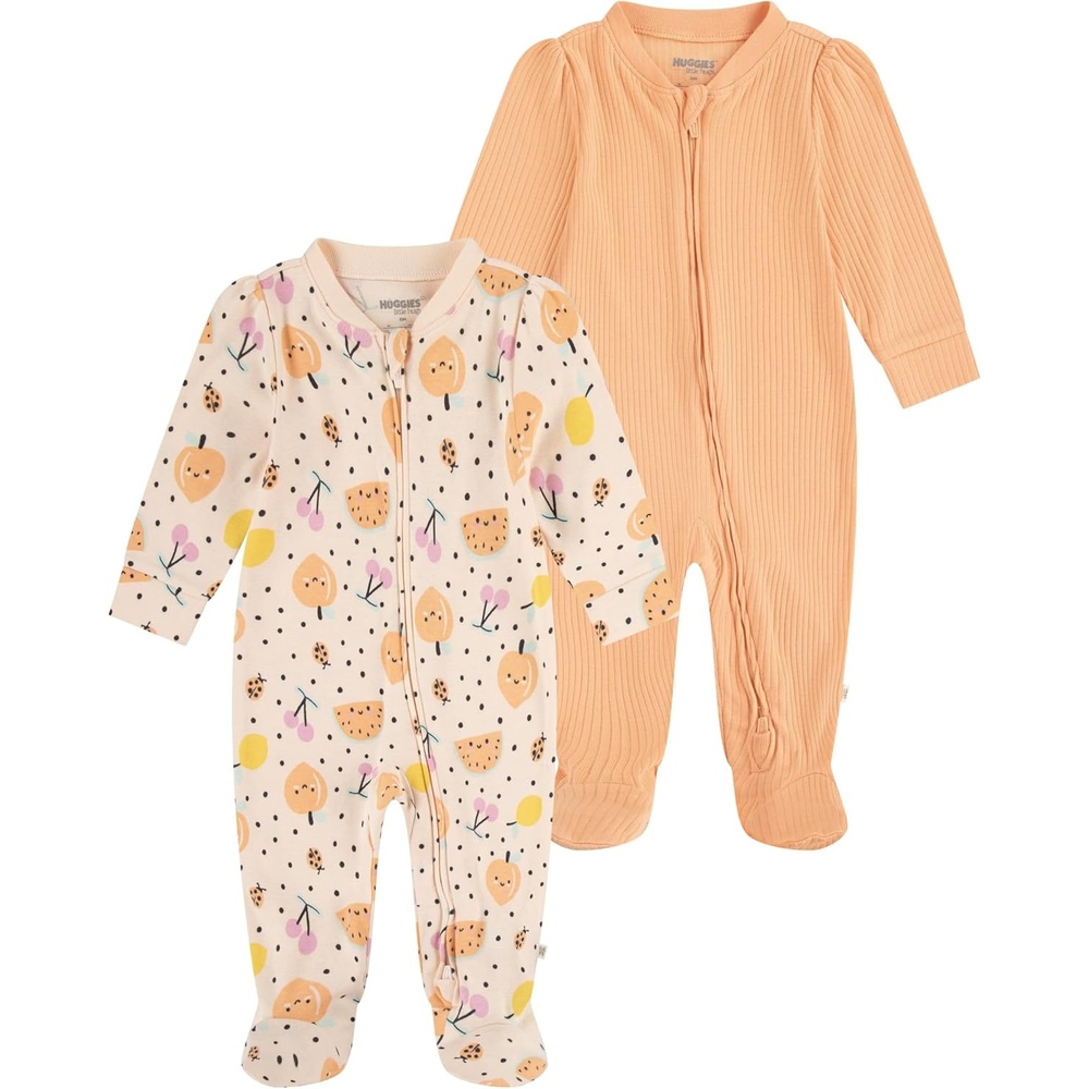 image:imageHUGGIES Baby 2pack Footed CoverallPale PeachFruits
