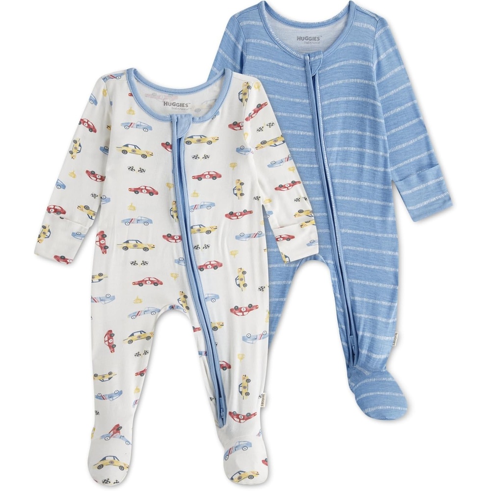 image:imageHUGGIES Baby 2pack Footed CoverallSnow WhiteCars