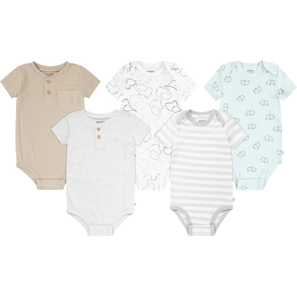 image:imageHUGGIES Baby 5pack Elevated BodysuitBlue HazeHeather
