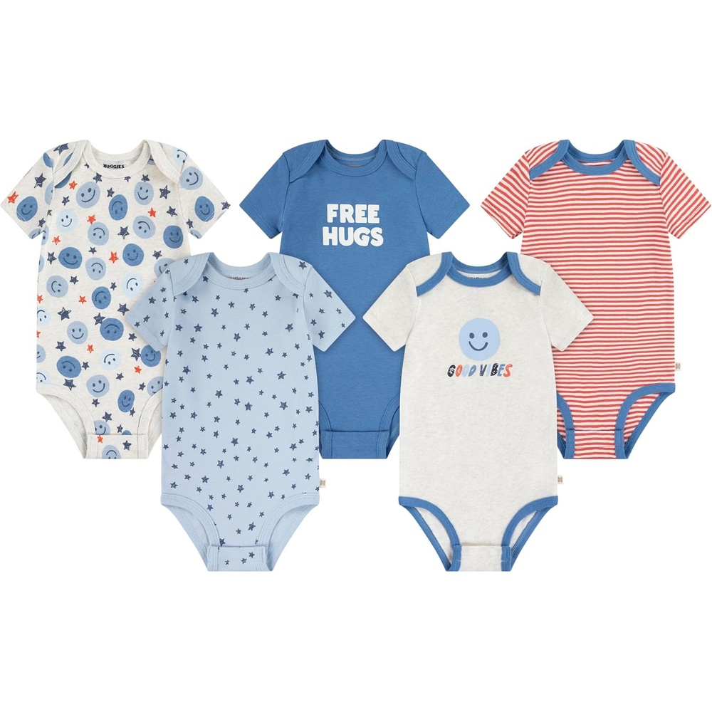image:imageHUGGIES Baby 5pack Everyday BodysuitOatmeal HeatherAmericana