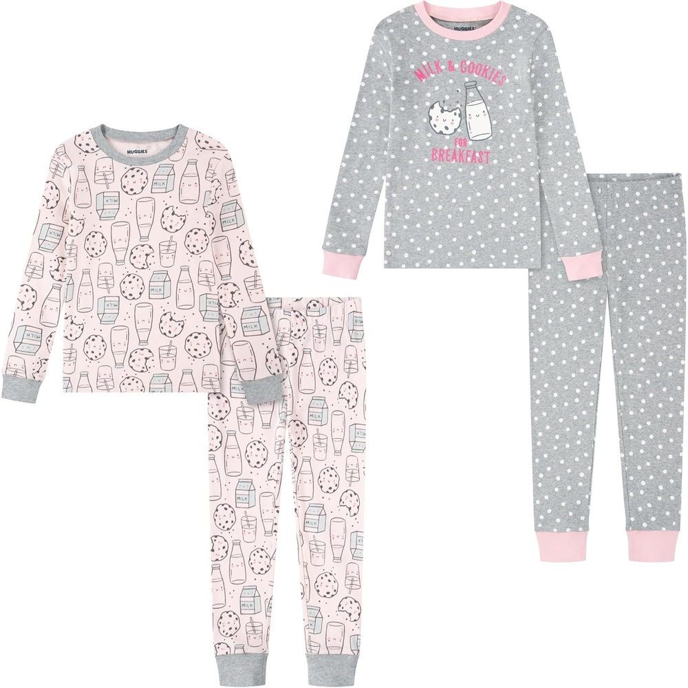 image:imageHUGGIES Baby Long Sleeve Pajama 4piece SetMid Grey HeatherCookies
