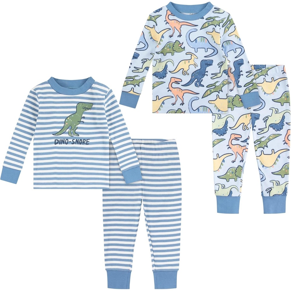 image:imageHUGGIES Baby Long Sleeve Pajama 4piece SetQuiet HarborDinos