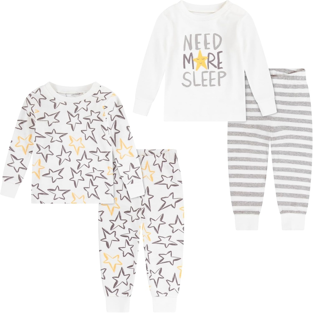 image:imageHUGGIES Baby Long Sleeve Pajama 4piece SetSnow WhiteStars