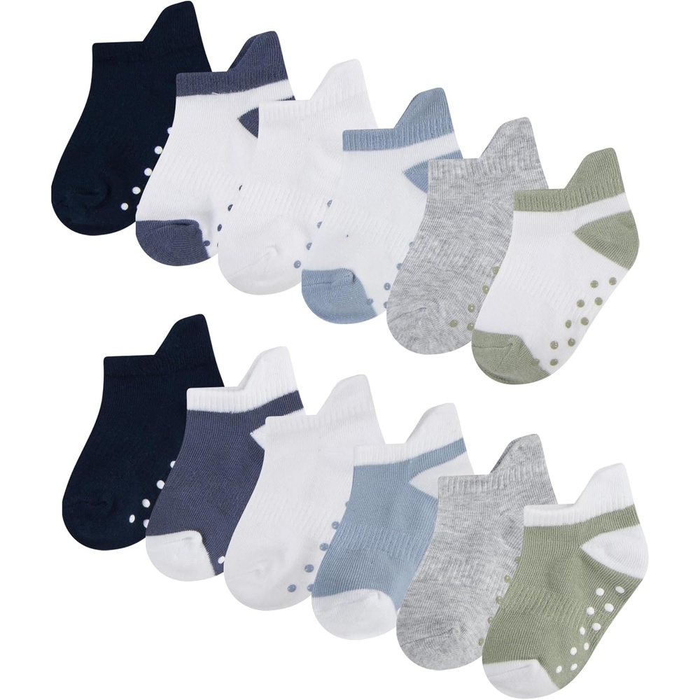 image:imageHUGGIES Baby Multipack Lightweight Ankle Gripper SocksDesert SageBlue 12pack