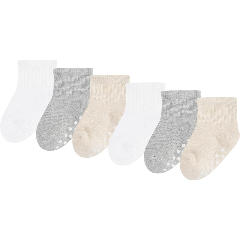 image:imageHUGGIES Baby Multipack Lightweight Ankle Gripper SocksOatmeal Heather 6pack