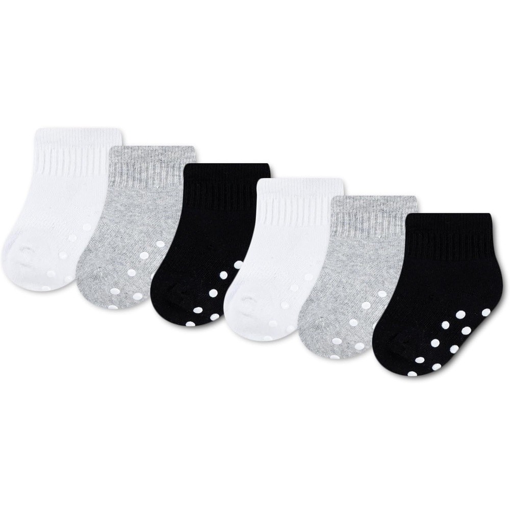 image:imageHUGGIES Baby Multipack Lightweight Ankle Gripper SocksWhiteGreyBlack 6pack