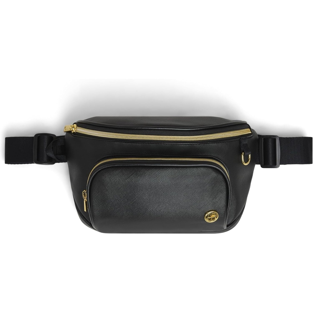 image:imageHUGGIES UnisexAdult Diaper Waistpack Crossbody BagBlack Leather