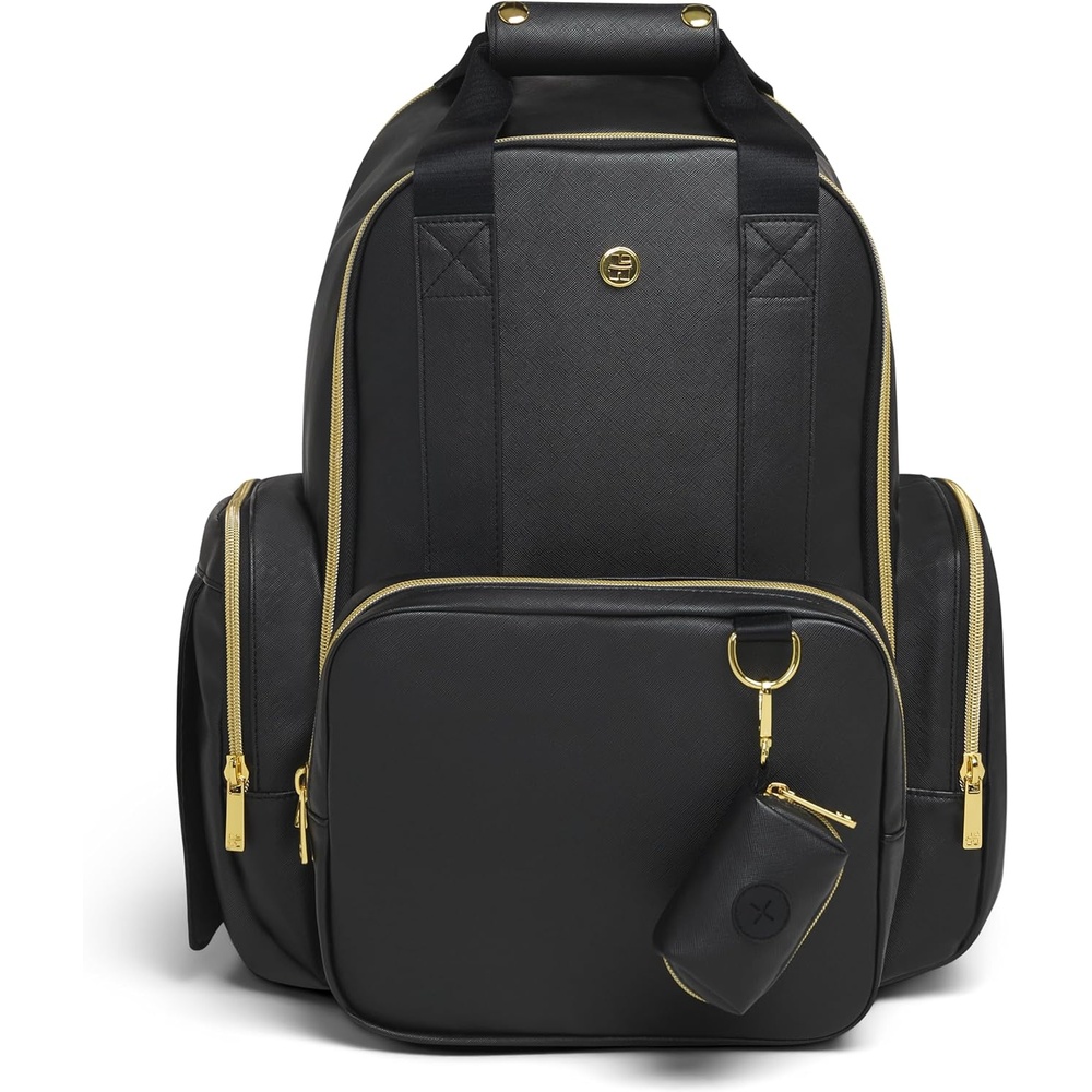 image:imageHUGGIES Unisexadult Signature Hug Pack Diaper Backpack Black Leather One SizeBlack Leather
