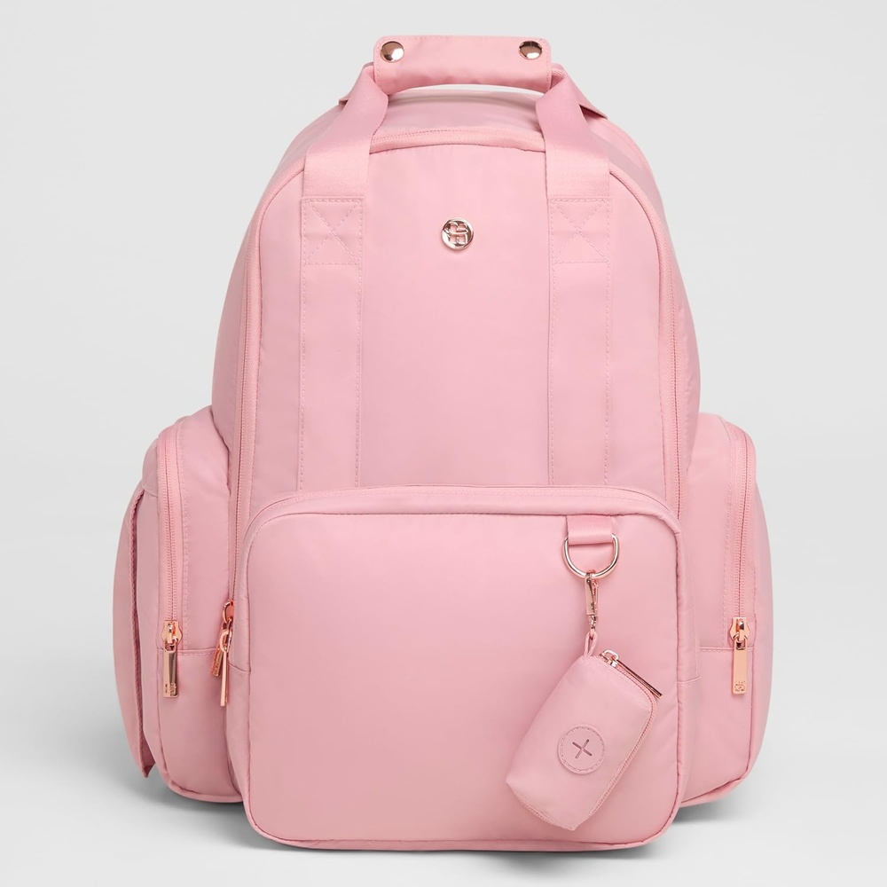 image:imageHUGGIES Unisexadult Signature Hug Pack Diaper Backpack Black Leather One SizeBridal Rose