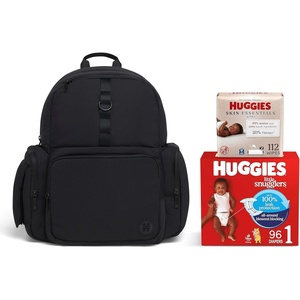 Bundle of Huggies Diaper Bag + Little Snugglers Baby Diapers+ Skin Essentials Baby Wipes(Black/Bundle)