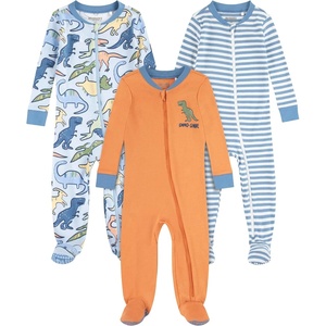 HUGGIES Baby 3-pack Footed Coverall Pajamas(Cashmere Blue Heather/Dinos)