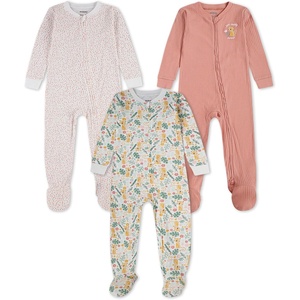 HUGGIES Baby 3-pack Footed Coverall Pajamas(Coral Almond/Lions)