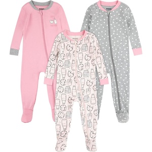 HUGGIES Baby 3-pack Footed Coverall Pajamas(Crystal Pink/Cookies)