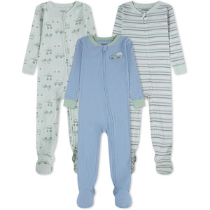HUGGIES Baby 3-pack Footed Coverall Pajamas(Dew Kissed/Food Trucks)