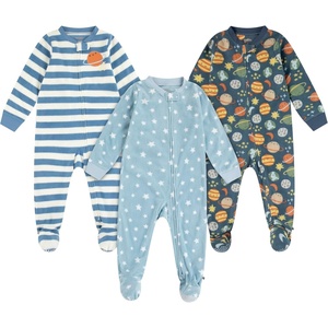 HUGGIES Baby 3-pack Footed Fleece Coverall Pajamas(Blue Fog/Planets)