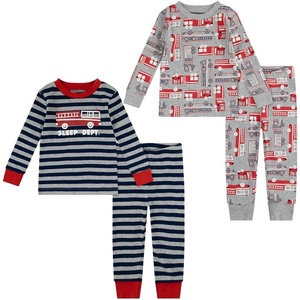 HUGGIES Baby Long Sleeve Pajama 4-piece Set(Mid Grey Heather/Fire Trucks)