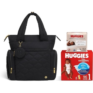 HUGGIES unisex-adult Cozy Hugpack Tote Diaper Bag(Black/Bundle)